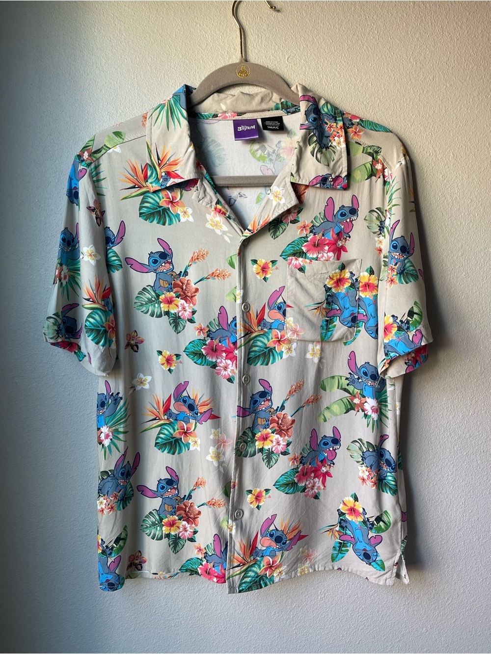 Disney Lilo and Stitch Hawaiian Print Button Front Shirt